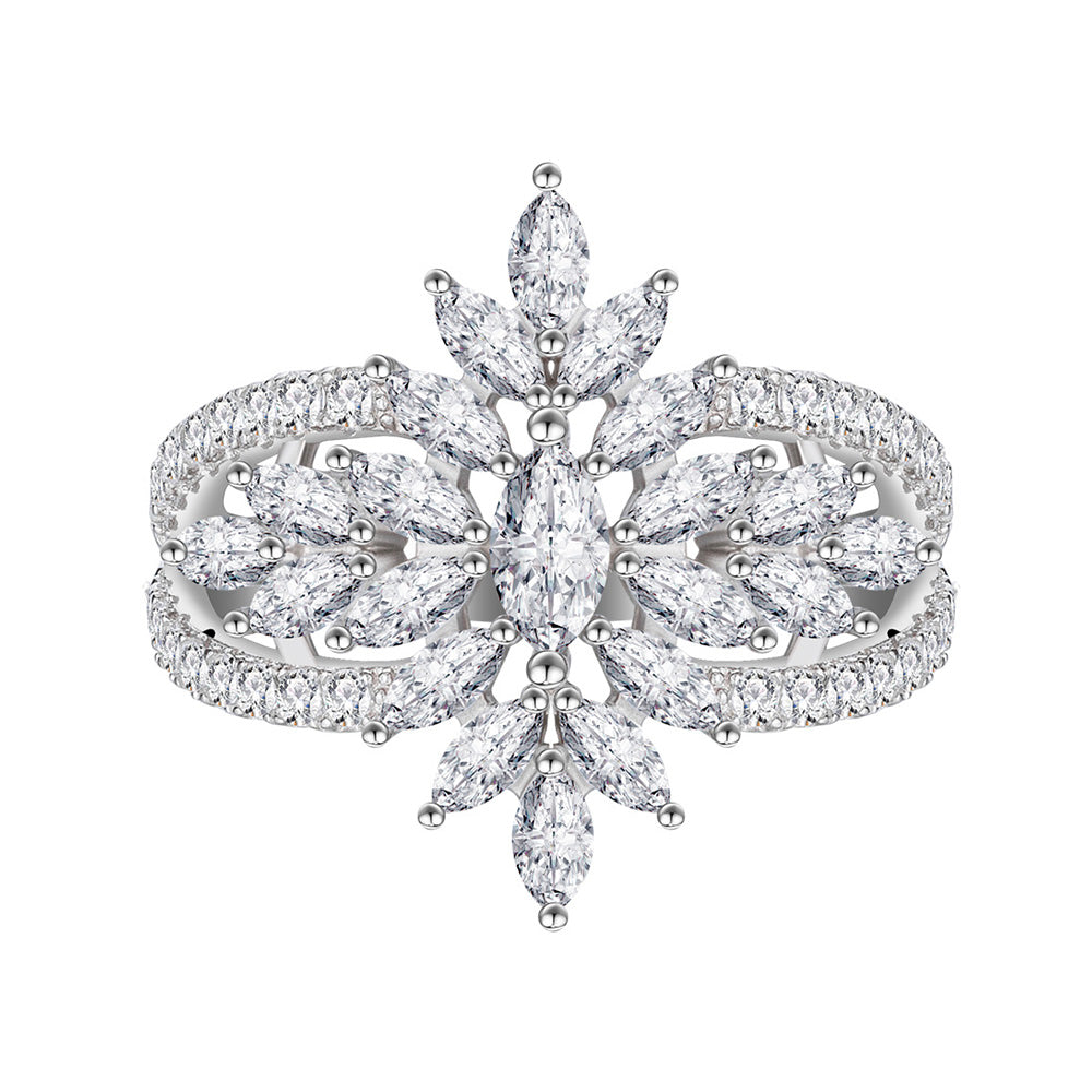 Unique Marquise Cut Simulated Colorless Diamond Engagement Ring