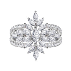 Unique Marquise Cut Simulated Colorless Diamond Engagement Ring