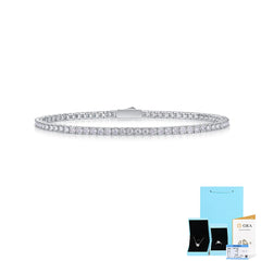 Moissanite Tennis Bracelet in White Gold Plated Sterling Silver with GRA Certificate