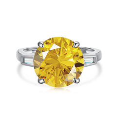 Three Stones 6.0-Carat Round Cut Yellow Simulated Diamond Engagement Ring