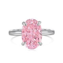 Solitaire Engagement Ring with 3.5-Carat Oval Pink Simulated Diamond in Sterling Silver