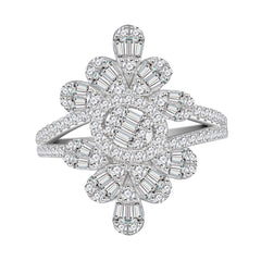 Intricate Full Diamond Micro-Pavé Engagement Ring with Pattern Reflection