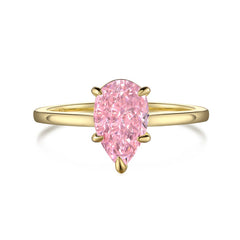 Elegant 1.5-Carat Pear-Shaped Colorless/Pink Simulated Diamond Engagement Ring