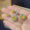 Heart-Cut Yellow Simulated Diamond Jewelry Set in White Gold-Plated Copper