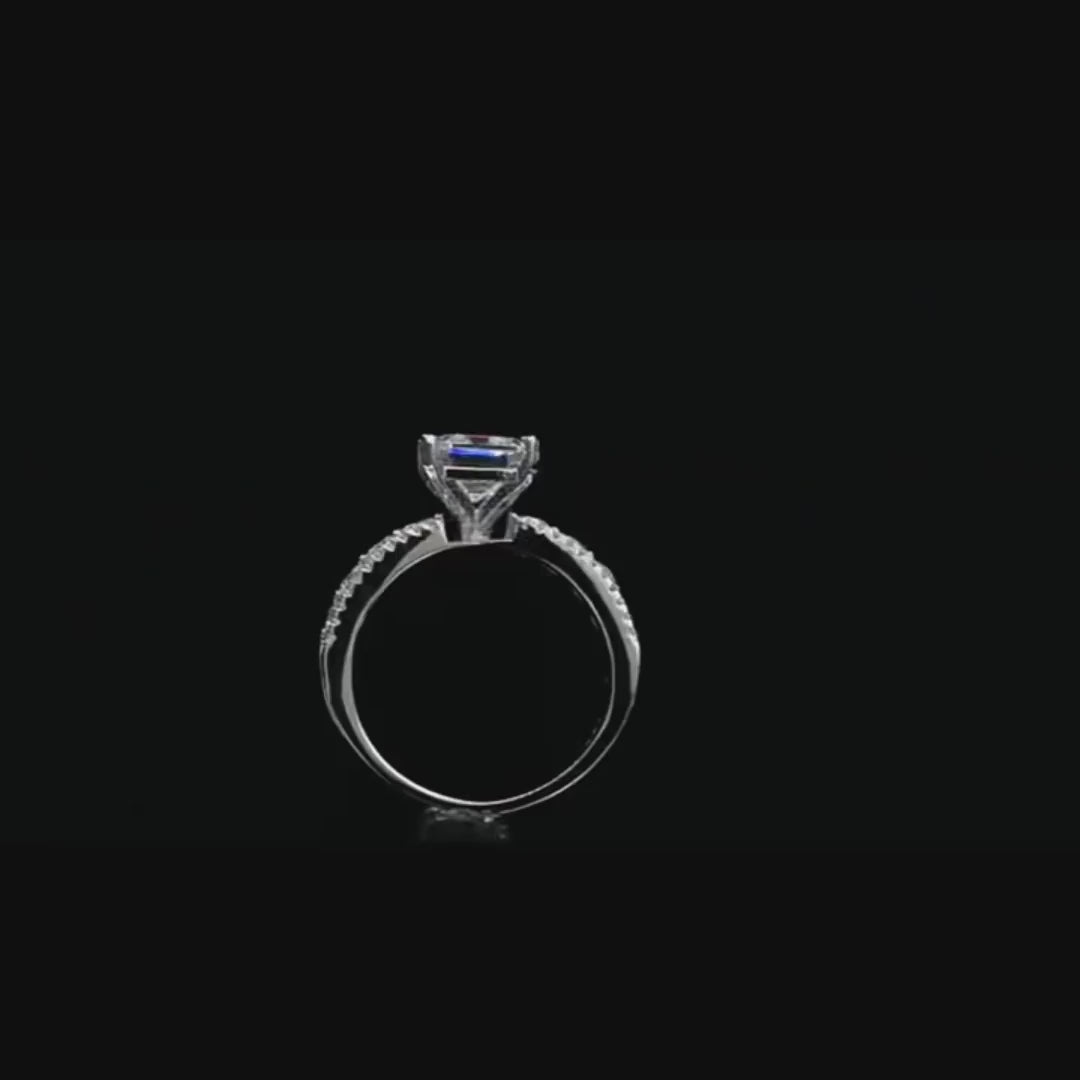 2.0-Carat Asscher Cut Colorless Simulated Diamond Engagement Ring