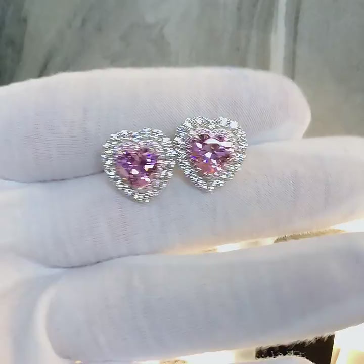 Heart-Cut Pink and Yellow Simulated Diamond Jewelry Set in Sterling Silver