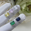 Halo, Accents 5.5-Carat Emerald Cut Sapphire Simulated Gemstone Engagement Ring