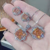 Simulated Cushion-Cut Diamond Jewelry Set in White Gold-Plated Copper