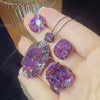 Vintage Radiant-Cut Simulated Gemstone Jewelry Set in Black Gold-Plated Copper