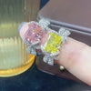 2.5-Carat Radiant Cut Yellow and Peach Simulated Diamond Engagement Ring