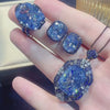 Vintage Radiant-Cut Simulated Gemstone Jewelry Set in Black Gold-Plated Copper