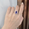 Halo, Accents 4.0-Carat Pear Cut Blue Simulated Sapphire Engagement Ring