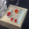 Simulated Gemstone Jewelry Set in White Gold-Plated Copper with Oval-Cut Stones